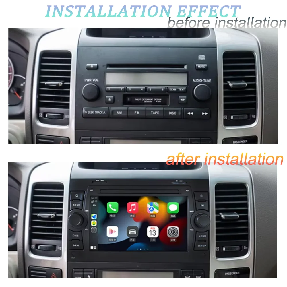 Navigation 8‘’ Android For Toyota Land Cruiser Prado 120 LC120 2009 Radio CarPlay Head Unit Screen Stereo 2 din No 2din 4G WIF