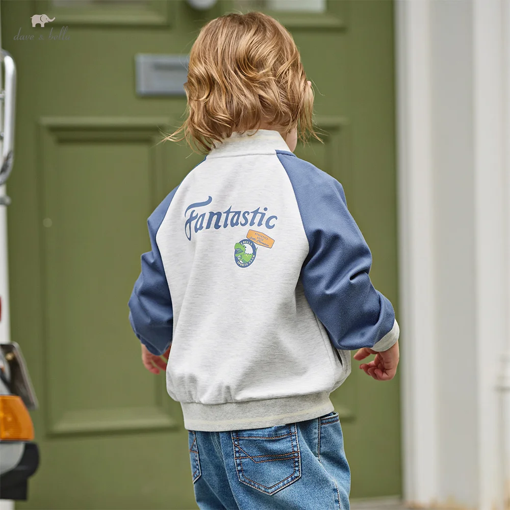 Dave Bella Boys Cotton Coats Long Sleeves Autumn Spring Baby Knitted Jacket Letter Pattern Outerwear Children Clothing DB1260944