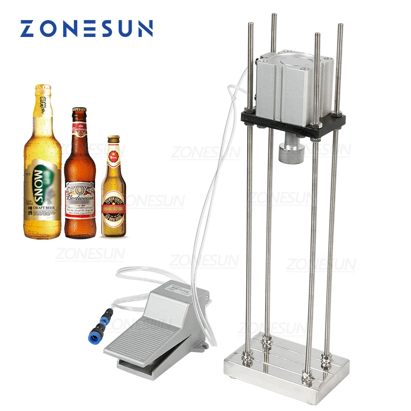 

ZONESUN Pneumatic Beer Capping Machine Semi-automatic Cap Sealing Machine Manual Bottle Capper Commercial Bar Brewery