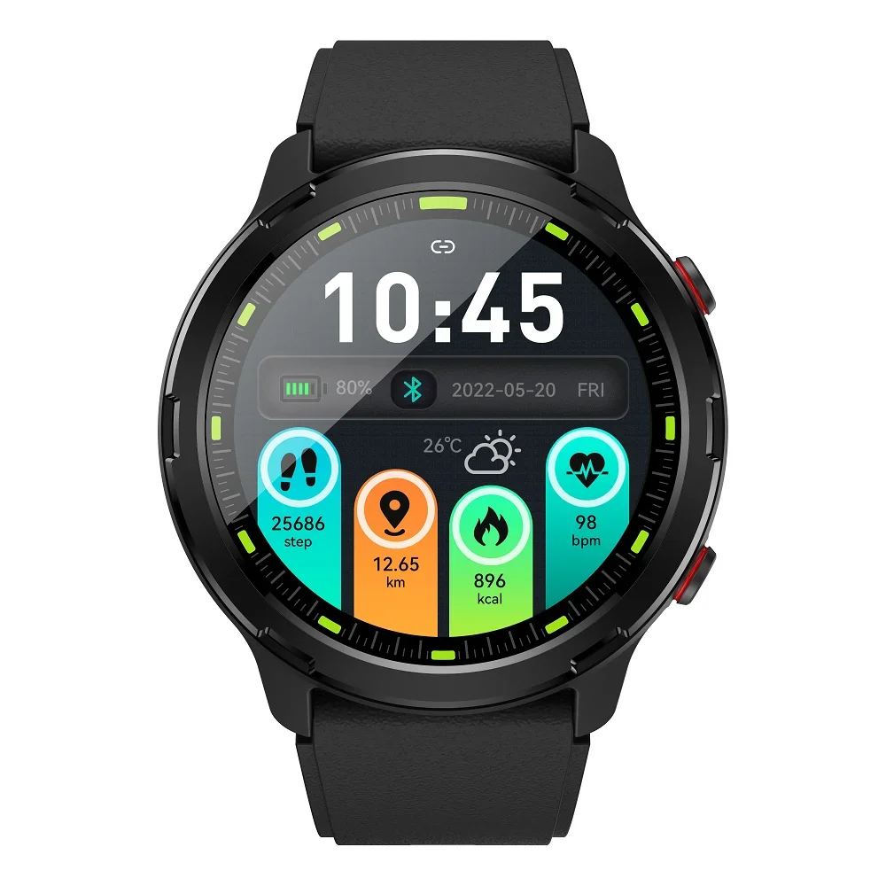 Smochm GPS Location Sport Smart Watch Round 1.32 High Resolution Compass Heart Rate IP68 For Android iPhone