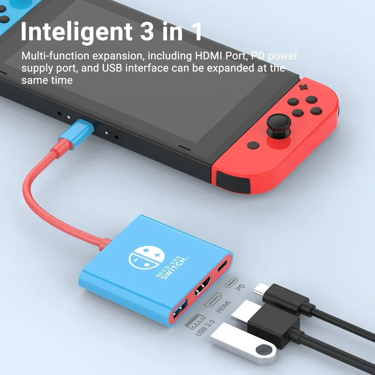 USB C to HDMI Cable Adapter 3-in-1 Type-C Hub Thunderbolt 3 to HDMI 4K Output 100W PD Port For Nintendo Switch MacBook Pro