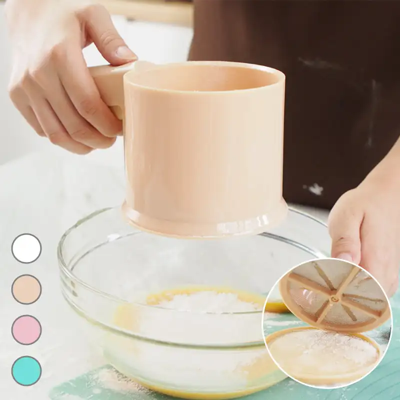 Ultra-Precision Automatic Flour Sifter Plastic Cup Shaped Flour Screen Semi-Automatic Powder Shaker Manual Handheld Sifter