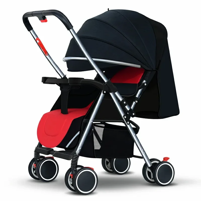 Shock Absorbing Stroller Ultra Lightweight Sitting and Reclining Two-Way Seat Newborn Stroller Four Wheel Foldable Baby Stroller