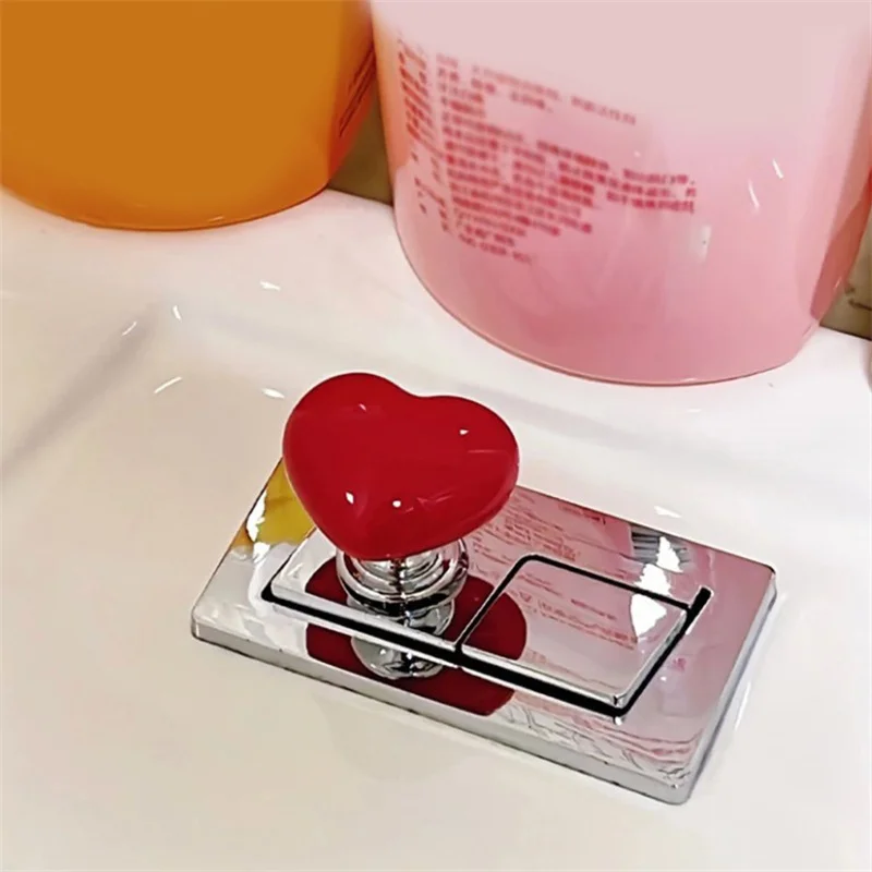 Handle Toilet Press Button Heart Shaped Press Tank Push Switch Toilet Bathing Room Decor Water Press Flush Button Home Tools