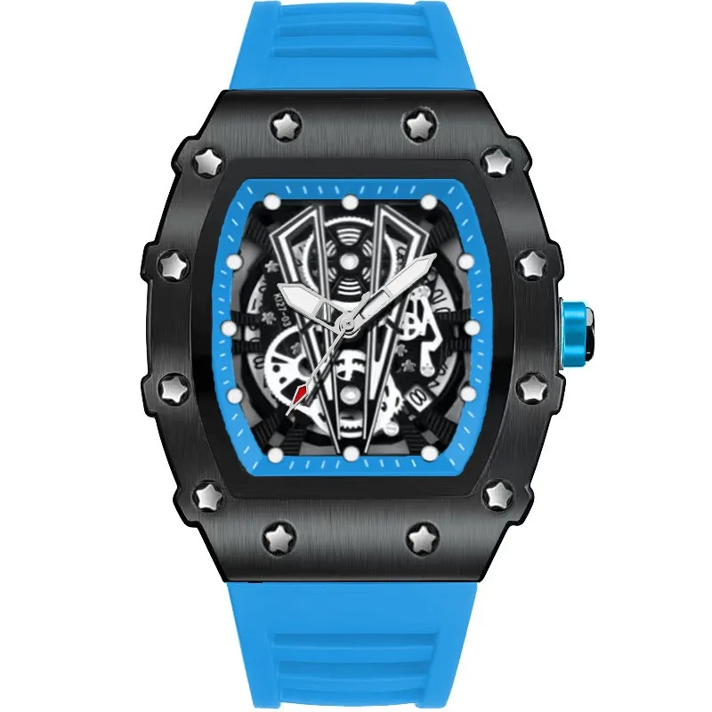 Reloj de pulsera de cuarzo de lujo para hombre, relojes para hombre, tendencia no mecánica, calendario automático, esfera hueca, resistente al agua