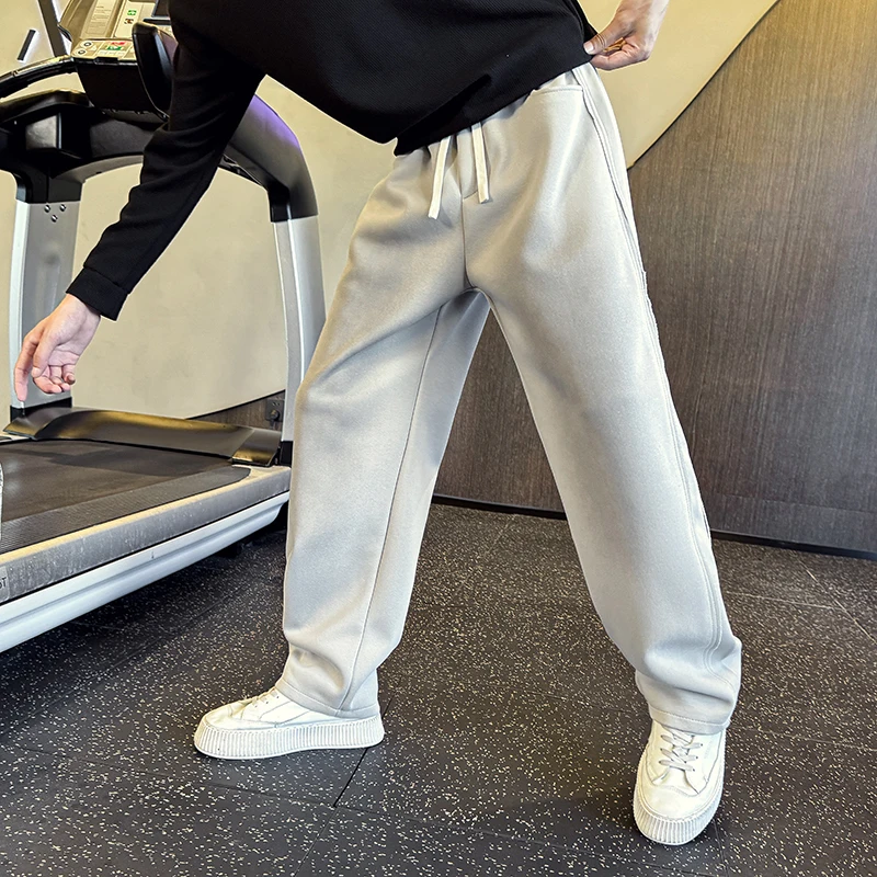 

Вязаные спортивные брюки Waed, 2 цвета, смесовая ткань из полиэстера и хлопка, размеры M-4XL, молодежные городские прямые брюки для повседневной носки