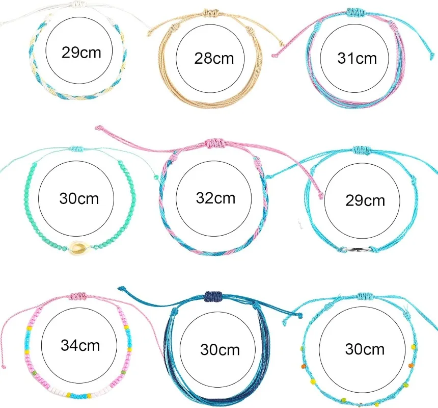 Surfer Wave Bracelets Anklet for Women Teen Girls Summer Ocean Beach Handmade Braided Rope Boho Waterproof Friendship Bracelet