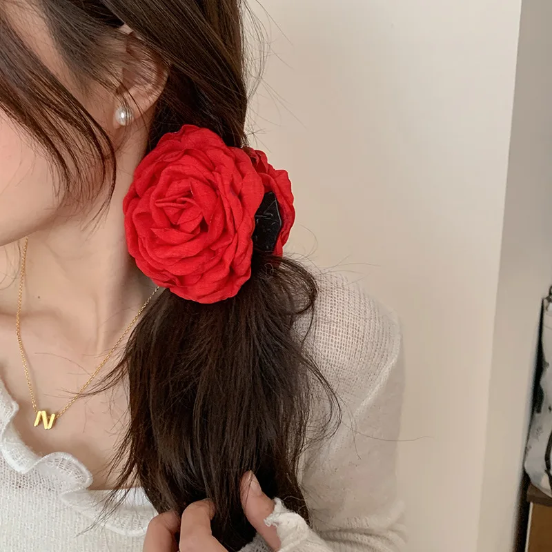 Fashion Large Rose Flower Hair Claw Clips Women Girls Sweet Ponytail Holder Crab Clamps Barrettes Hairpins Hair Accessories