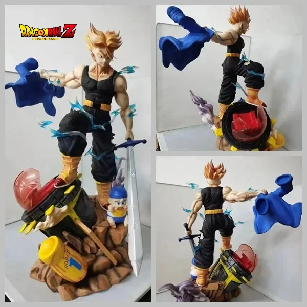 

48cm Dragon Ball Time Machine Future Trunks Three Heads Statue Collect Ornament Action Figure Model Anime Figure Doll Gift Toys