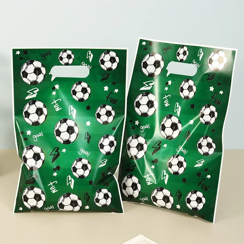 10pcs Soccer Theme Gift Bag, Candy Bag With Football, Gift Wrapping Supplies Goody Bag For Football Theme Holiday Party