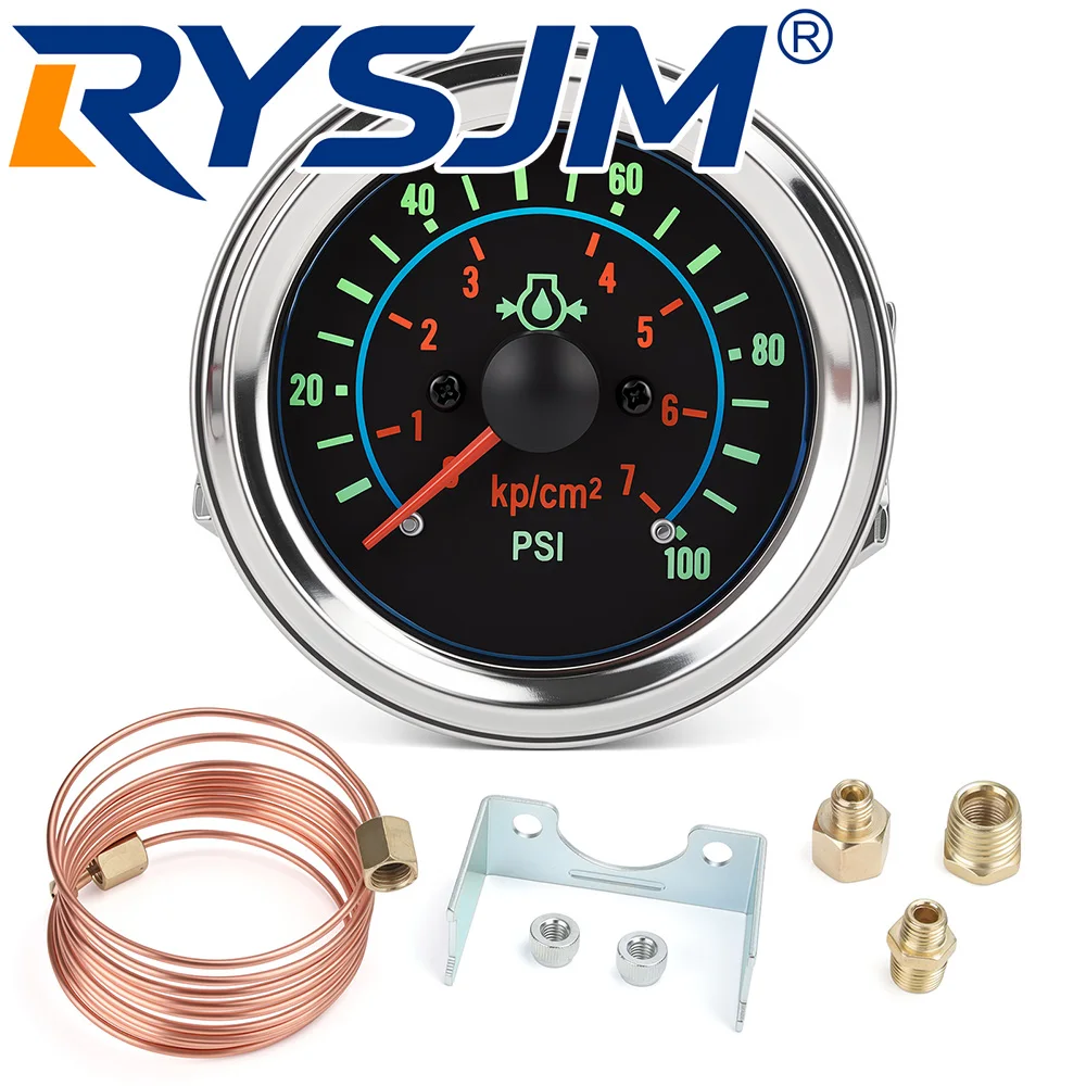 0-100PSI 52MM Oil Pressure Gauge with Sensor Pointer Oil Press Meter Indicator for Universal Petrol Car Auto 12VDC