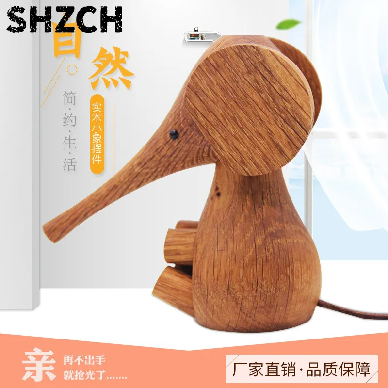 Nordic ornaments elephant puppets creative home wood handicrafts solid wood ornaments small elephant wood play gifts