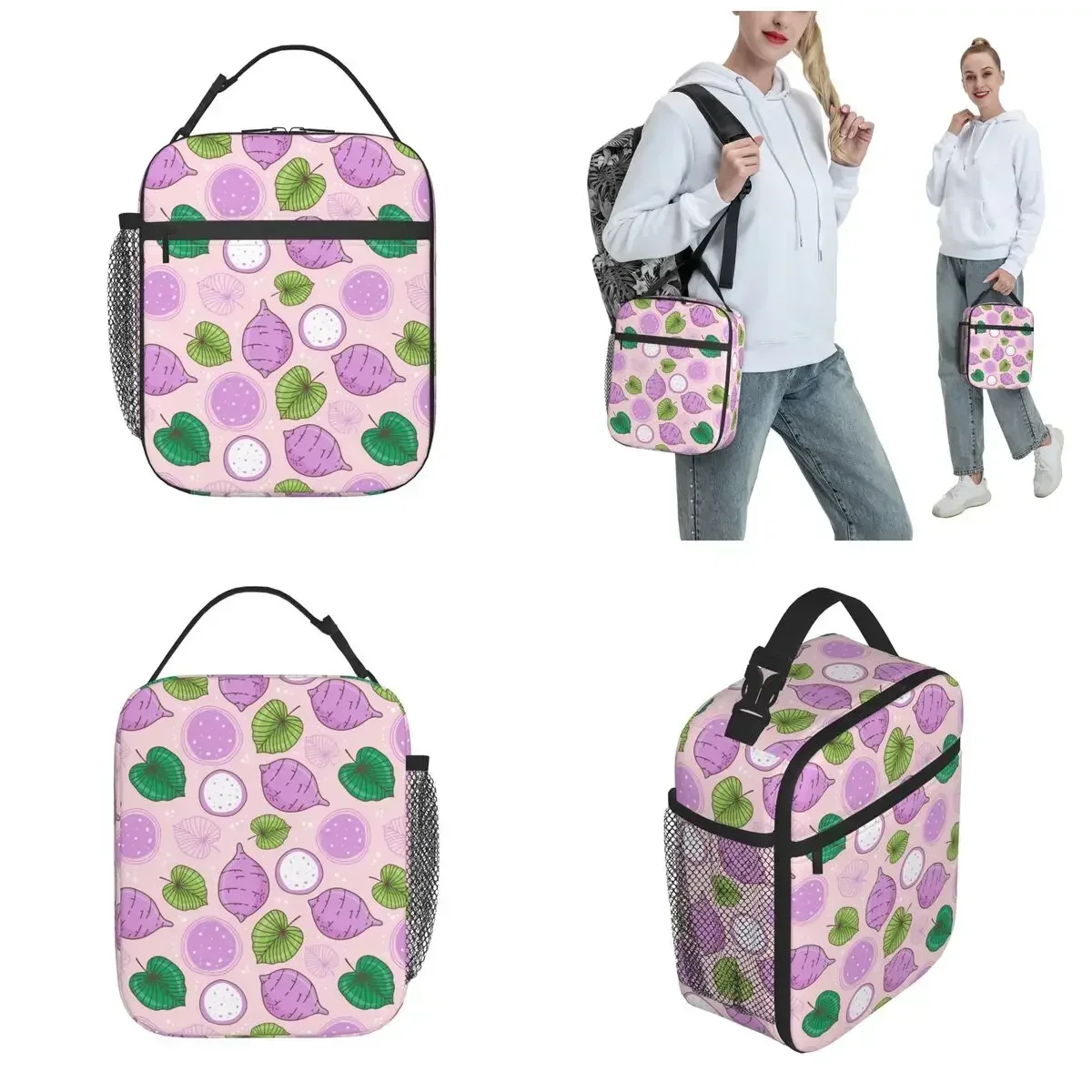 Purple Taro Cute Vegetable Insulated Lunch Bag Storage Food Box Portable Cooler Thermal Bento Box Work