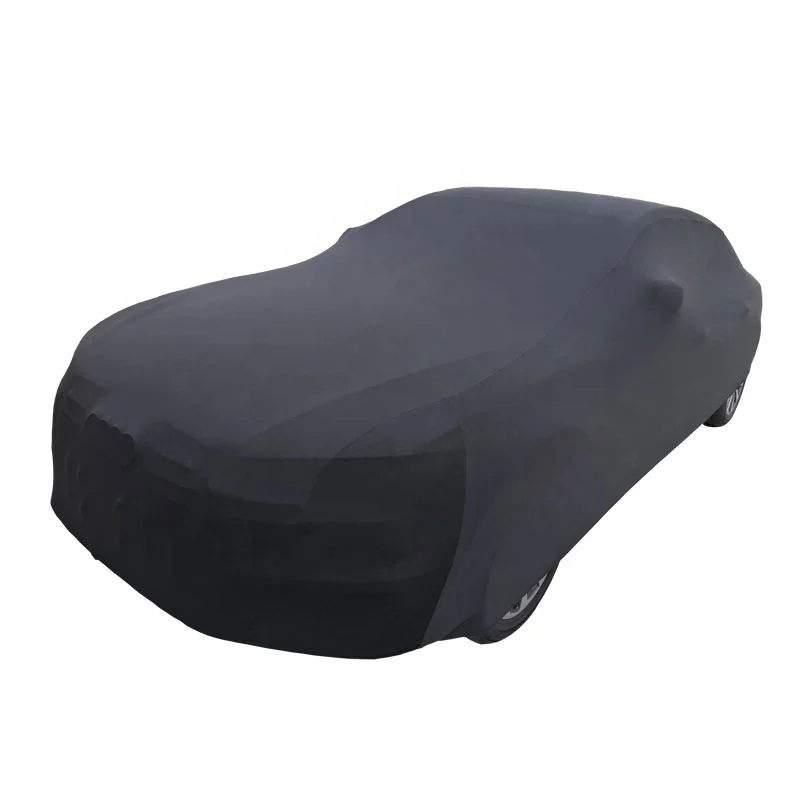 Super Soft Stretch Breathable Fabric Car Cover Dustproof Indoor Parking Protection in Black Red Custom Color