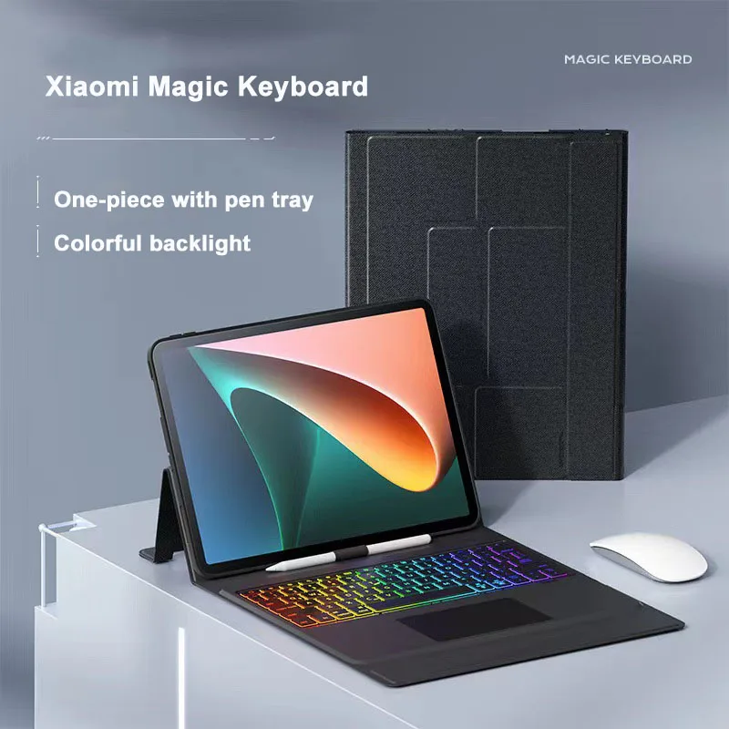 Para xiaomi almofada 5 redmi caso capa de teclado com slot de caneta para xiaomi almofada 5 pro 2021 teclado bluetooth mouse funda caso de mesa