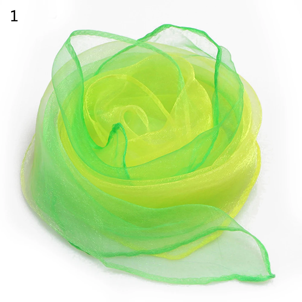 60x60CM Elegant Gradient Color Silk Scarf Women Luxury Small Square Scarf Summer Brand Performance Props Dancing Beach Scarves