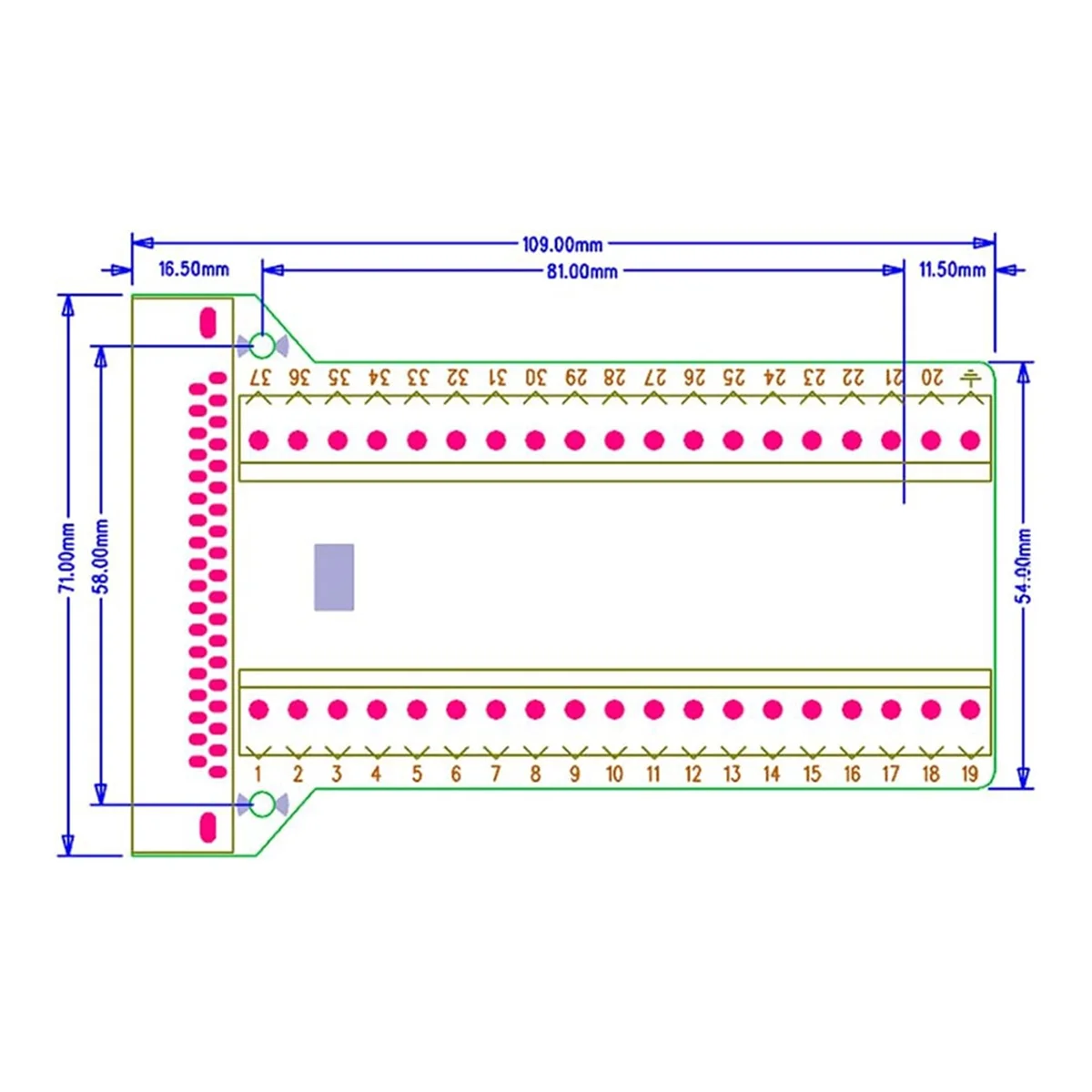 2Pcs DB37 Male Female Breakout Board Connector, RS232 D-SUB Serial 37 Pin Port Terminal Solderfree Adapter