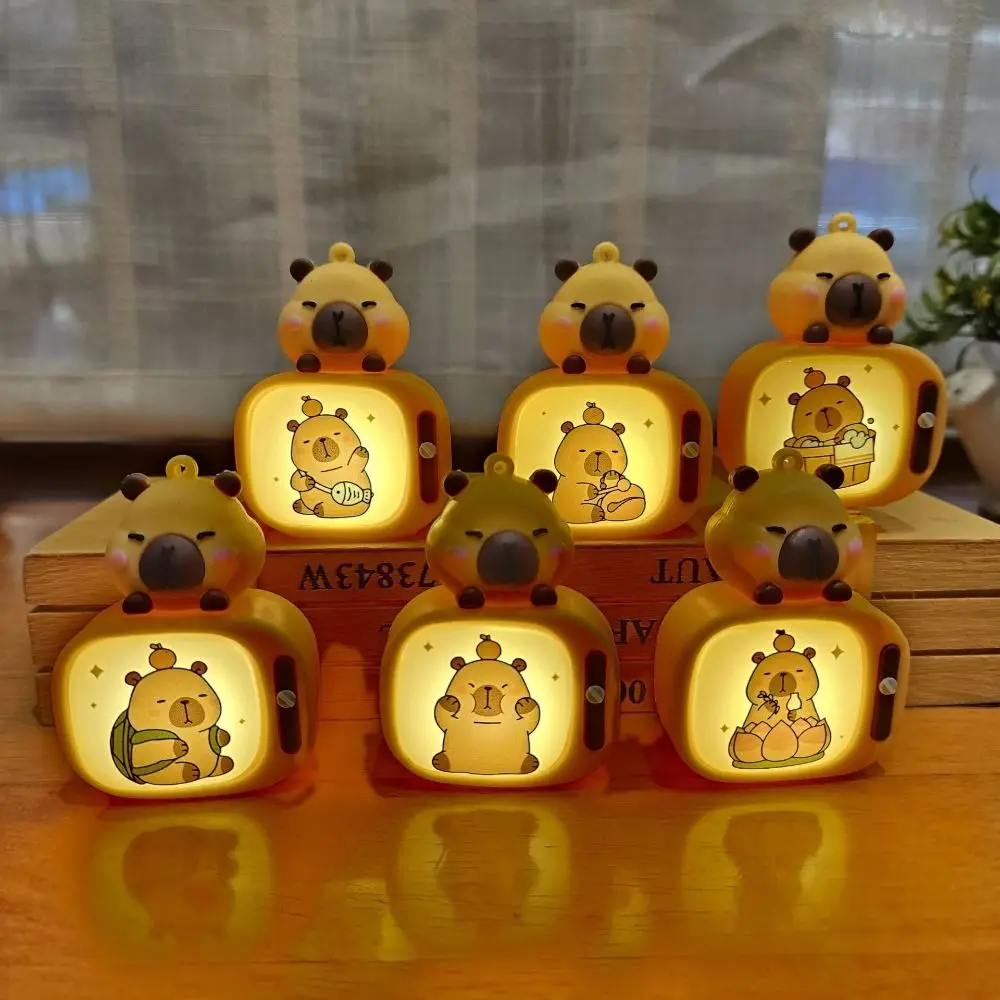 

Car Decor TV Style Capybara Luminous Ornaments Wooden Fish Backpack Capybara Light Decor PVC Plastic Cute Animal Ornaments Bag