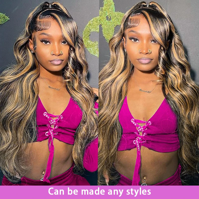 1B/27 تسليط الضوء على الجسم موجة الدانتيل الجبهة الباروكات الشعر البشري 32 بوصة 13x6 أومبير تسليط الضوء على الدانتيل شعر مستعار أمامي خصلات الشعر المستعار البرازيلي