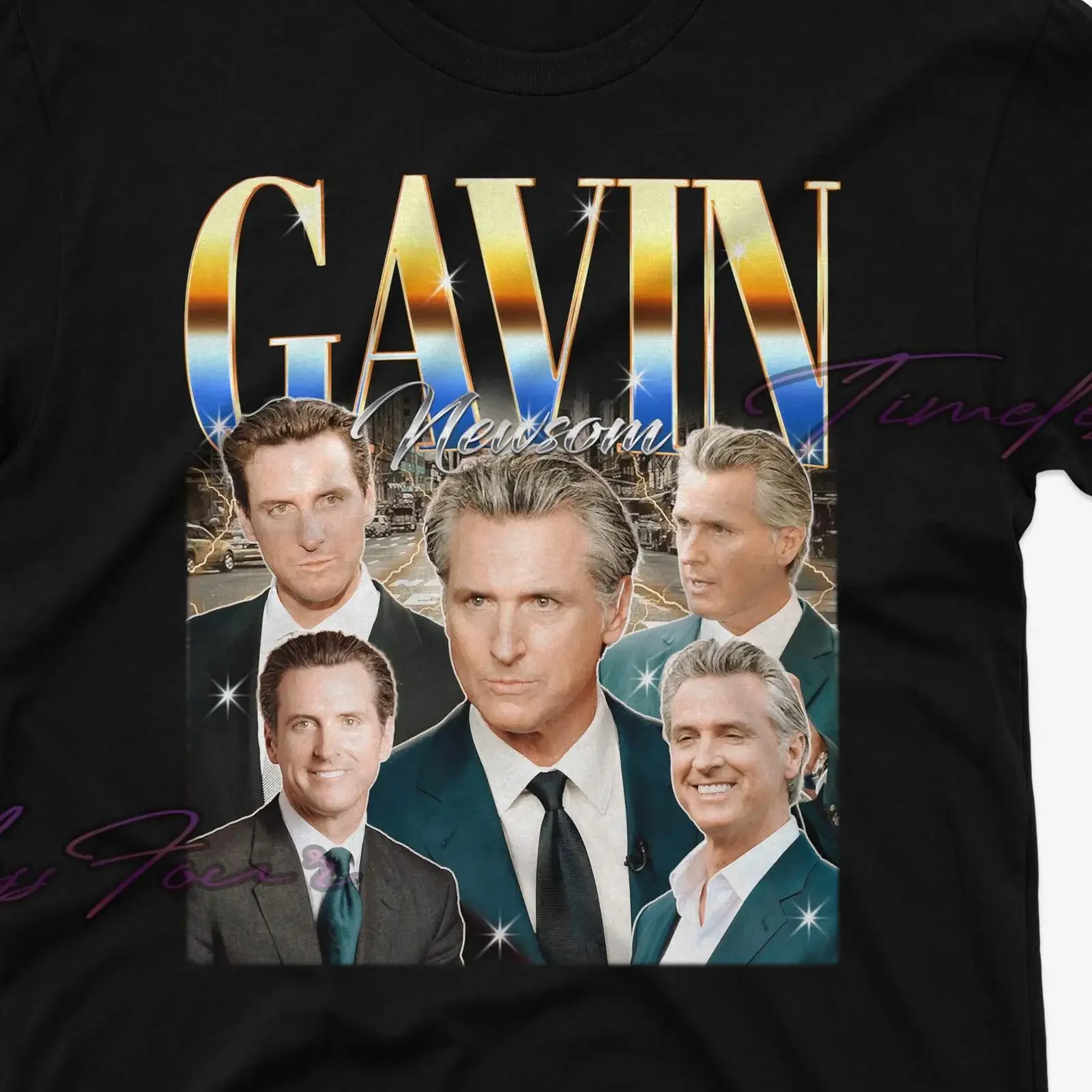 Gavin Newsom Timeless Homage Retro T Shirt Funny Political Fan Merch  vintage Washed Versatile homme streetwear graphic