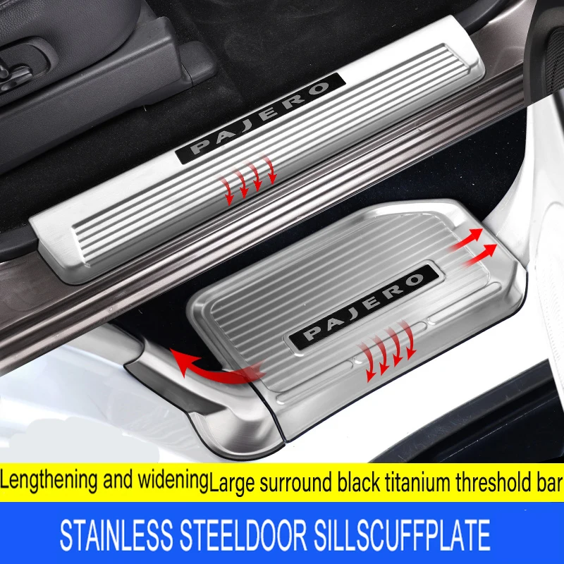 For V97 V93 V73 Mitsubishi Pajero Welcome Pedal Stainless Steel Shogun Nerf Bars Running Boards Protect Accessories Interior