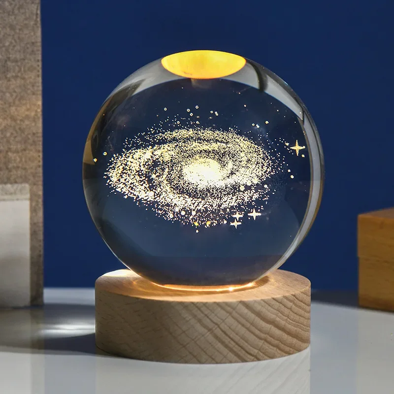 Solar System Globe Galaxy K9 Crystal Ball 3D Laser Engraved Astronomy Planets Ball Fantastic Style Home Decor Cosmic Model Gift