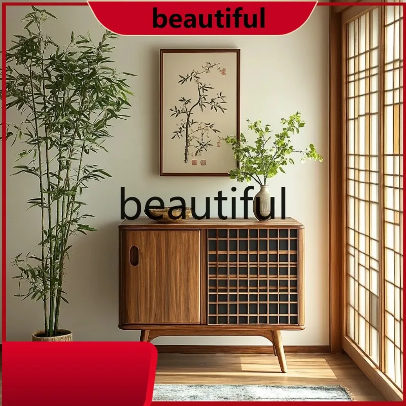 Wabi Sandy Wind Solid Wood Log Color Locker Living Room Home Storage Locker  H