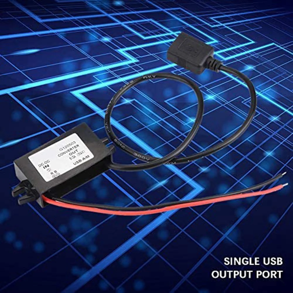 Car Power Converter DC 12V to 5V 3A Voltage Converter with Single USB Adapter Connectors for Phone Charging Car Audio