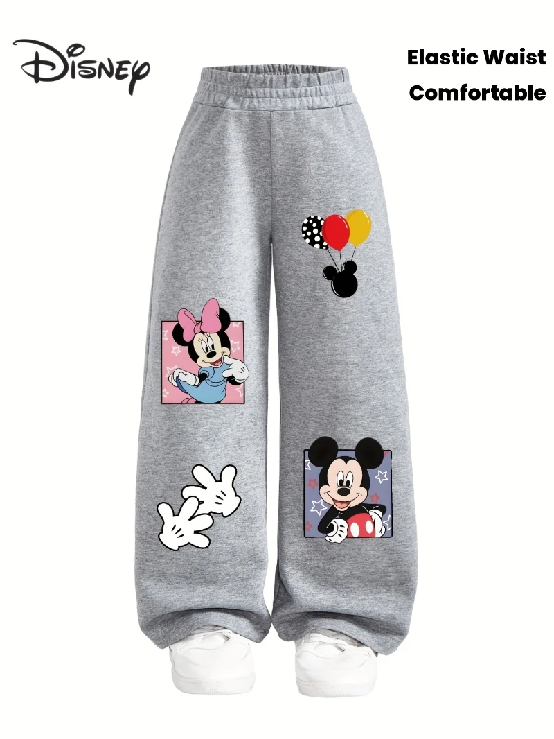 

Disney • Comfortable Y2K Knit Pants Boys' Girls' Mickey & Minnie Pattern Elastic Waist No-Pocket Back-to-School Long Trousers