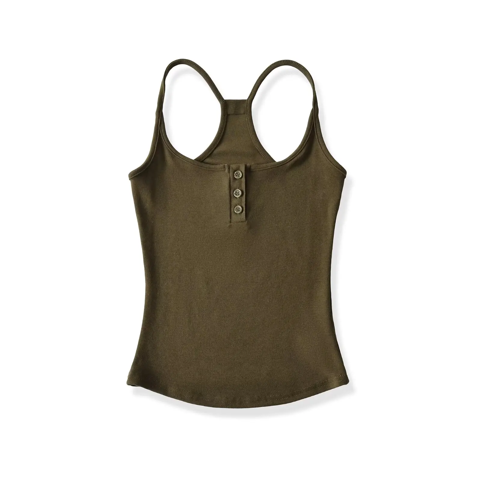 Sexy Slim Fit Sporty Crop Top Pure Desire Spicy Girl Casual Outerwear Tank Top U-Neck Short Length Breathable Button Closure