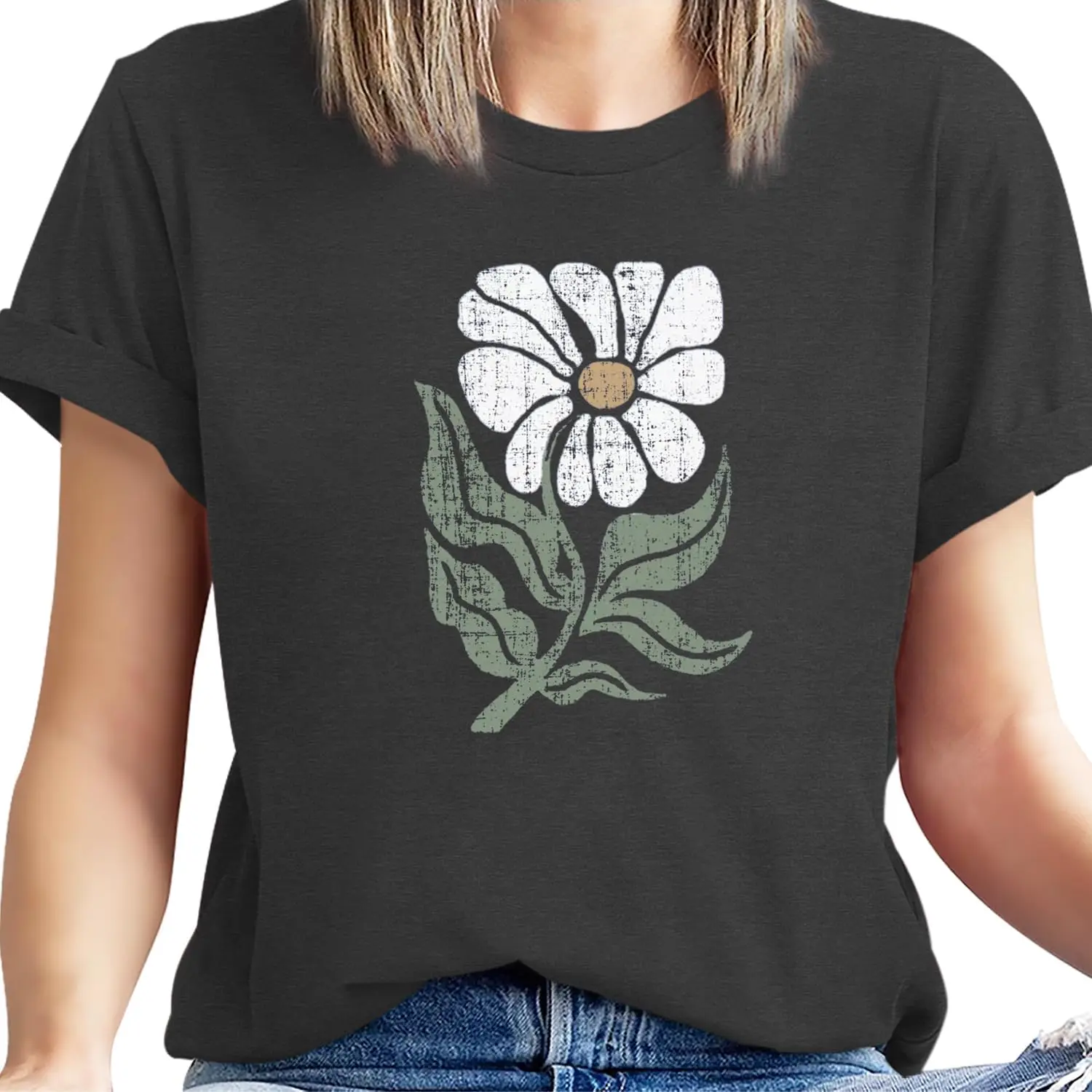 Women Vintage Floral Shirts Women's Boho Wildflowers T-Shirt Flower Graphic Tee Shirts Printed Tshirts