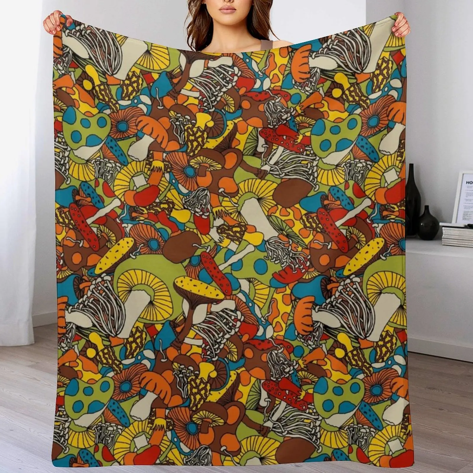 

70s psychedelic mushroom Throw Blanket Summer Loose Blankets