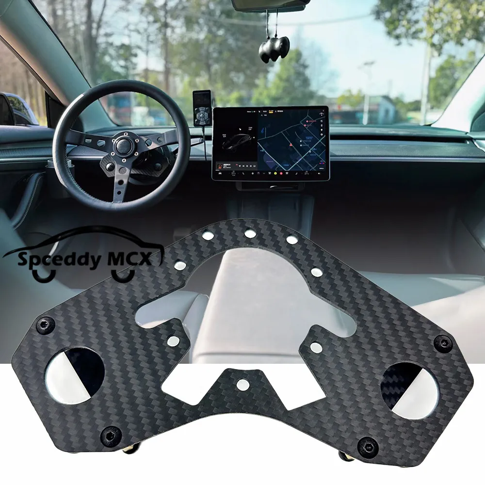 

Carbon fiber car steering wheel Multifunctional bracket button holder for Tesla Model 3 Model Y Boss hub quick release