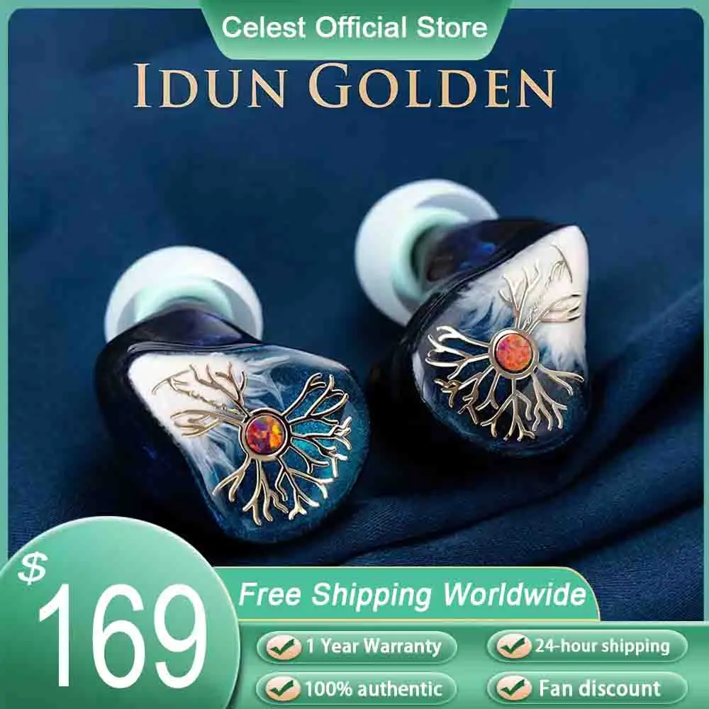 

Kinera IDUN Golden Earphones In-ear Monitor 1DD+2BA IEMs Hybrid 3D Printing Cavity Hand Drawn Panel Headphone Hifi Music Headset