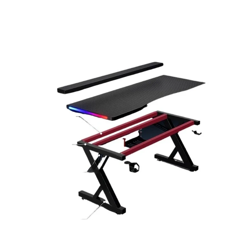 Computer desk Desktop home bedroom Double solid wood learning office desk Carbon fiber technology gaming e-sports table