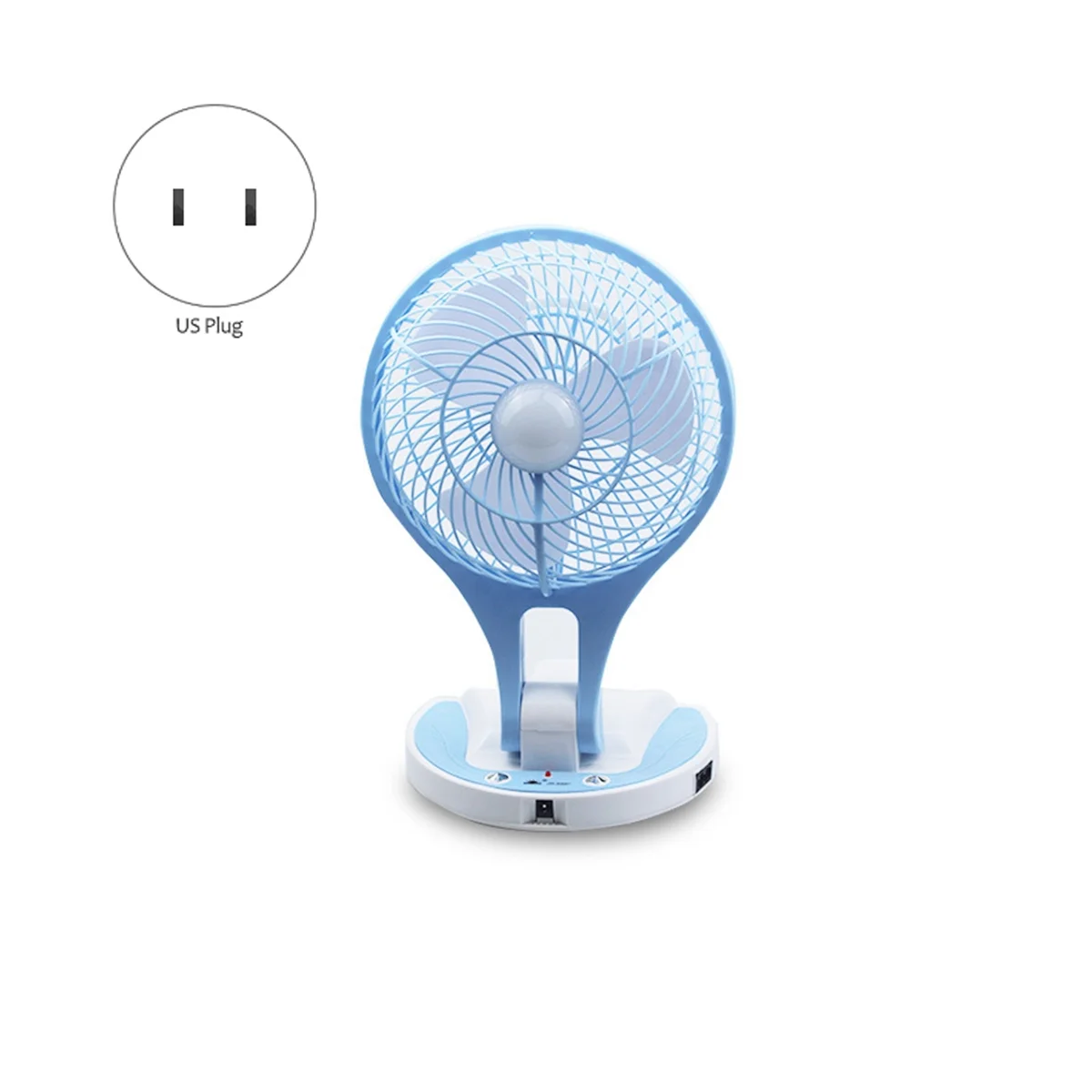 Mini Small Fan Foldable Electric Fan Cartoon Portable Fan Desktop Fan Portable Desktop Home with Base Blue(US Plug)