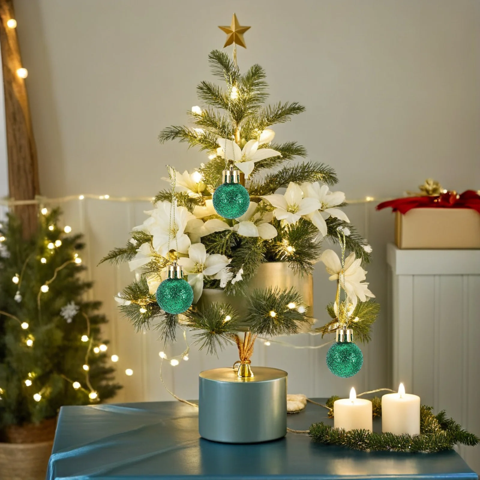 

80Pcs Shatterproof Christmas Tree Ornaments Glittery Mini Balls Festive Holiday Decorations for Indoor Outdoor Party Xmas Tree