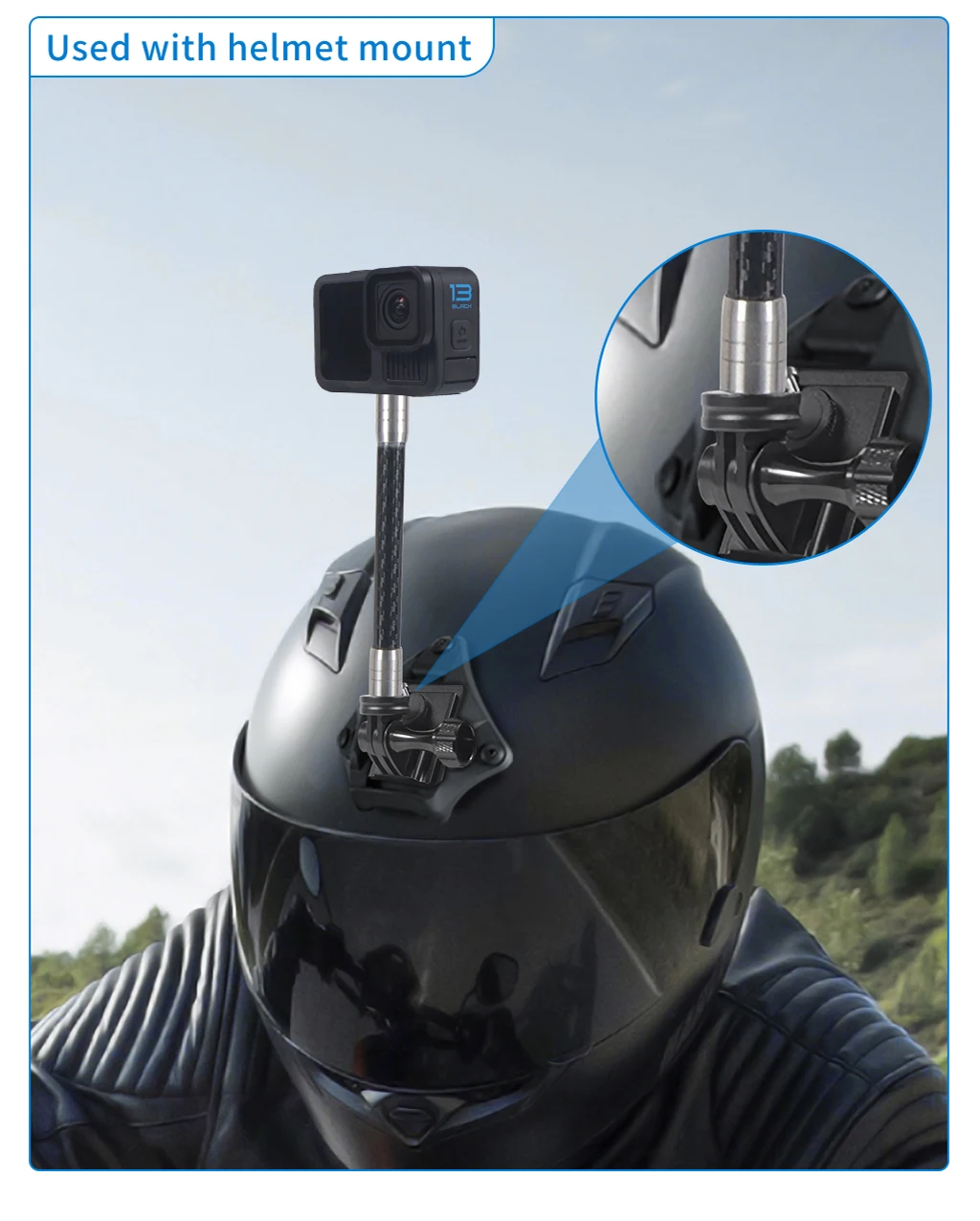 Carbon Fiber Monopod Selfie Stick Extension Pole Rod With 1/4 Screw For GoPro Hero 13 12 11 Insta360 for DJI Osmo Action Camera