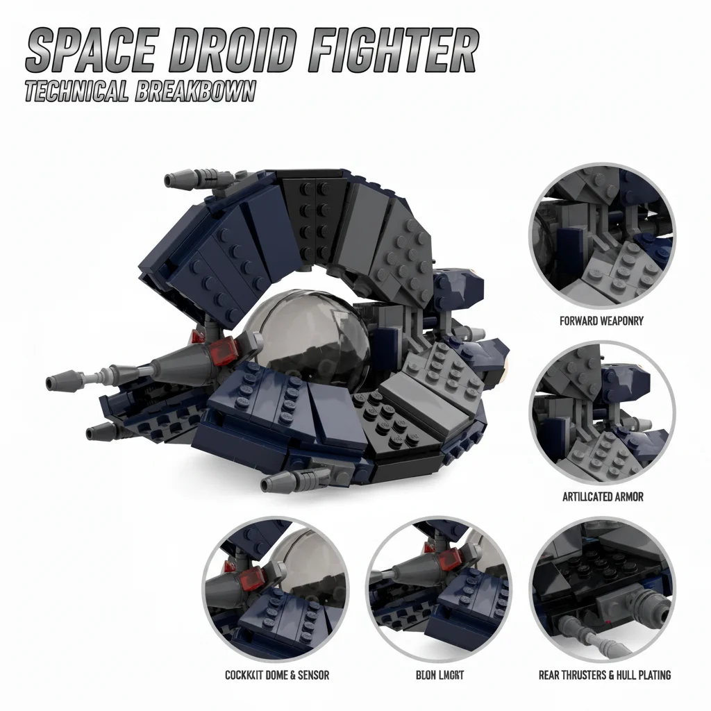 MOC Galactic Tri-Wing Interceptor Building Blocks Sci-Fi Robot Fighter Bricks Model DIY Fans Collection Gift Decor