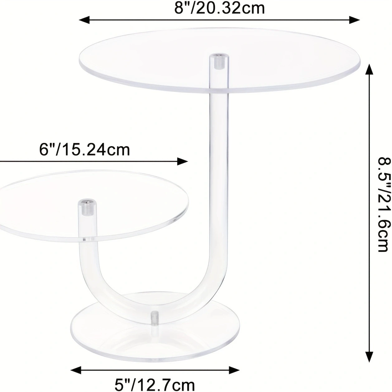 Clear Acrílico Bolo Stand, Cupcake Display Holder para Casamentos, Aniversário, Aniversários, Chá da Tarde Decoração, 2 Camadas