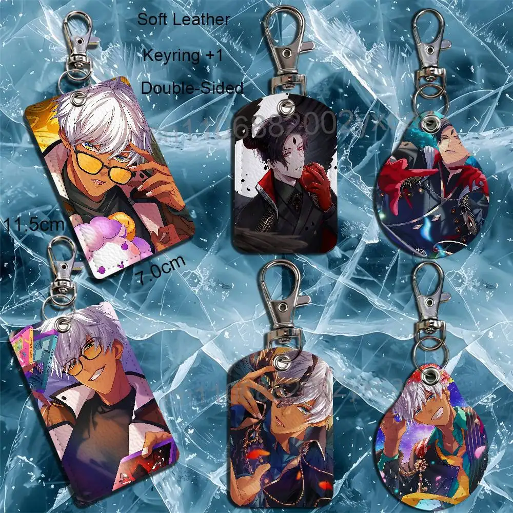 dominant CEO Lucifer Mammon Obey Me Card Holder With Keychain Executive Protection For Bank Credit Subway Bus Case