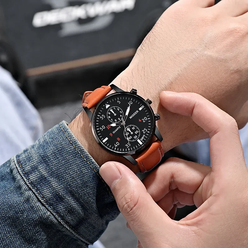 Top Brand Luxury Men's Watches Casual Leather Belt Analog Quartz Wrist Watches for Men Fashion Sports Male Clock Reloj Hombre