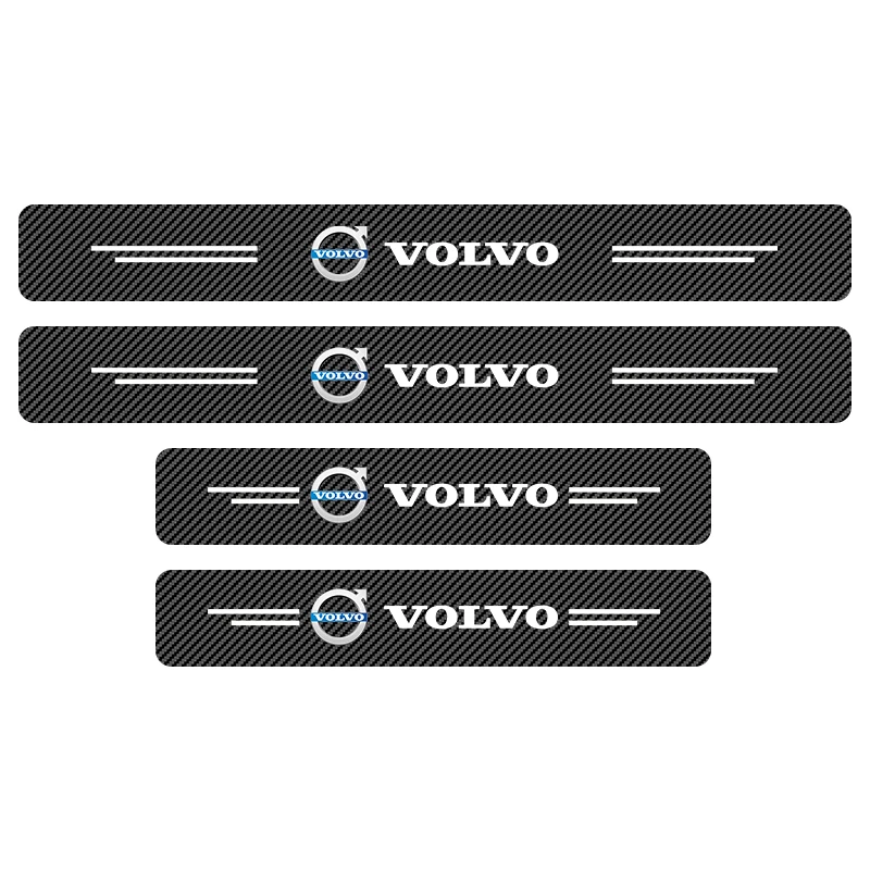 4pcs Car Door Plate Carbon Fiber Threshold Protector Sticker For For Volvo V60 V90 C30 S80 V40 V70 XC90 XC70 C70 S40 S80L S90