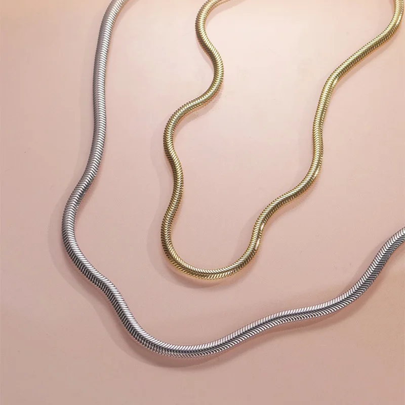 European and American Instagram Pure Silver Gold Snake Shaped Clavicle Chain with Niche Design, High-end Snake Bone Chain