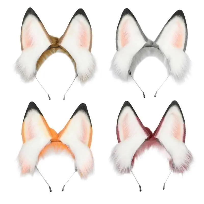 

652F Cosplay Maid Hairhoop Animal Ear Hairband Ethnic Headband Subcultures Costume Accessories Female Theme Party Headdress