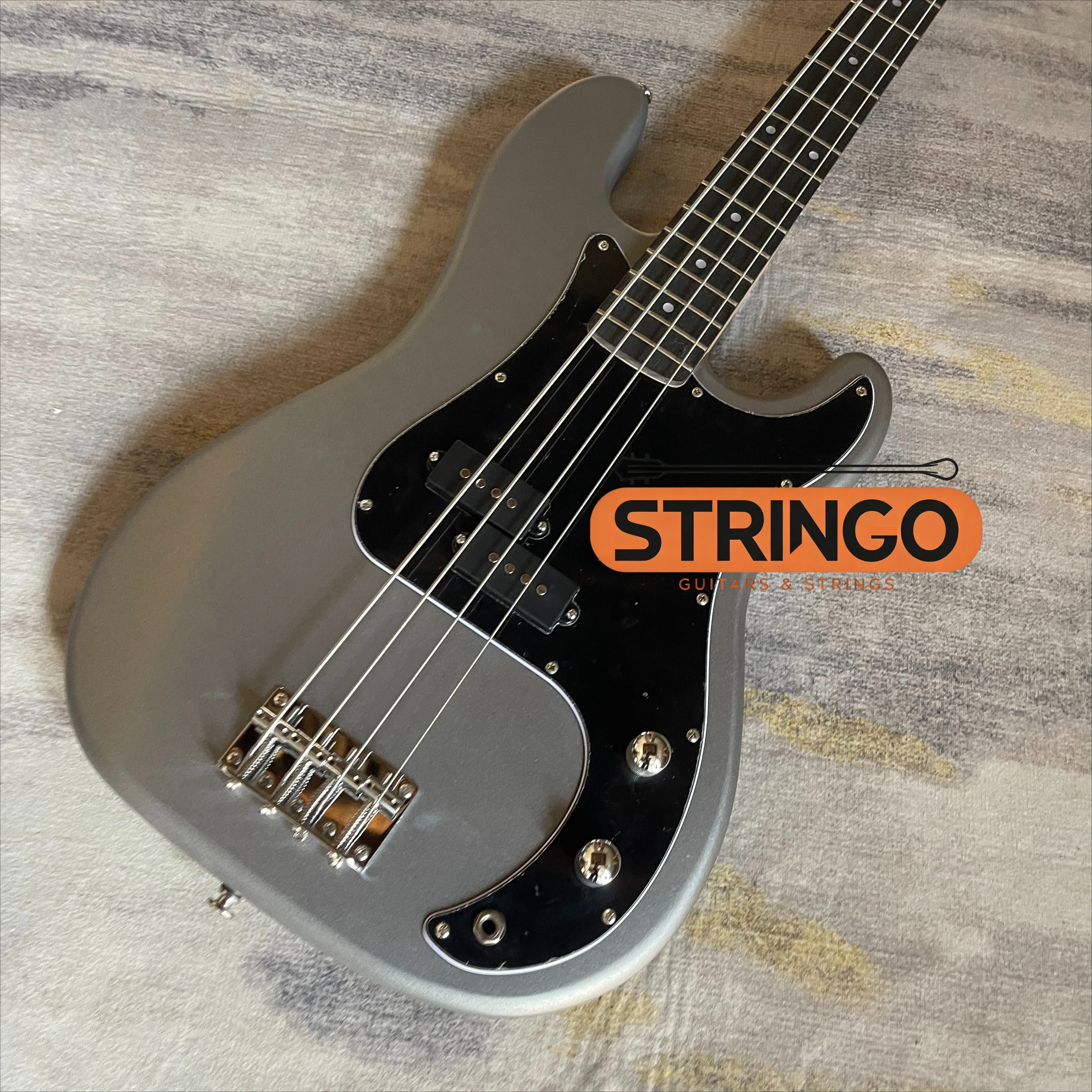 Matte Cement Grey PB Style Single Pickup 4 String Electric Bass For Beginner Funk Pop Rock Band Rehearsal And Performance