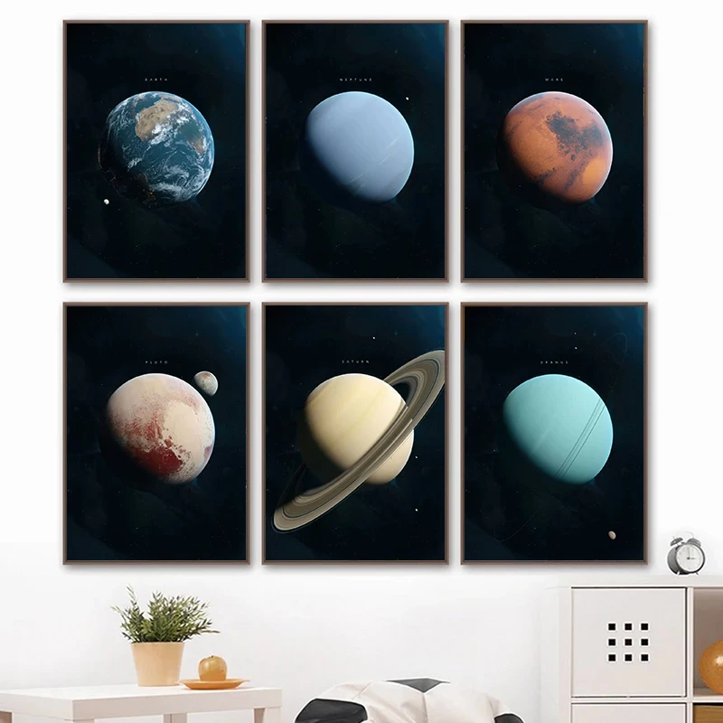 Solar System Reloaded Mars Sun Uranus Earth Posters Canvas Painting Space Galaxy Celestial Wall Art Living Room Home Decoration