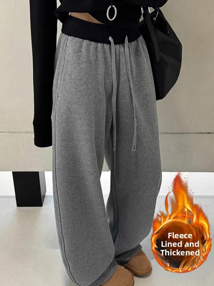 하이웨이스트 끈이 있는 신축성 있는 스포츠 캐주얼 팬츠 여성용 패치워크 나이프 슬리밍 다용도 바지