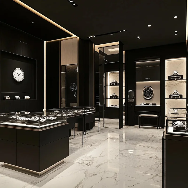 custom.Customized Watch Shop Interior Design Decoration Wood Luxury Men Watch Store Interior Design