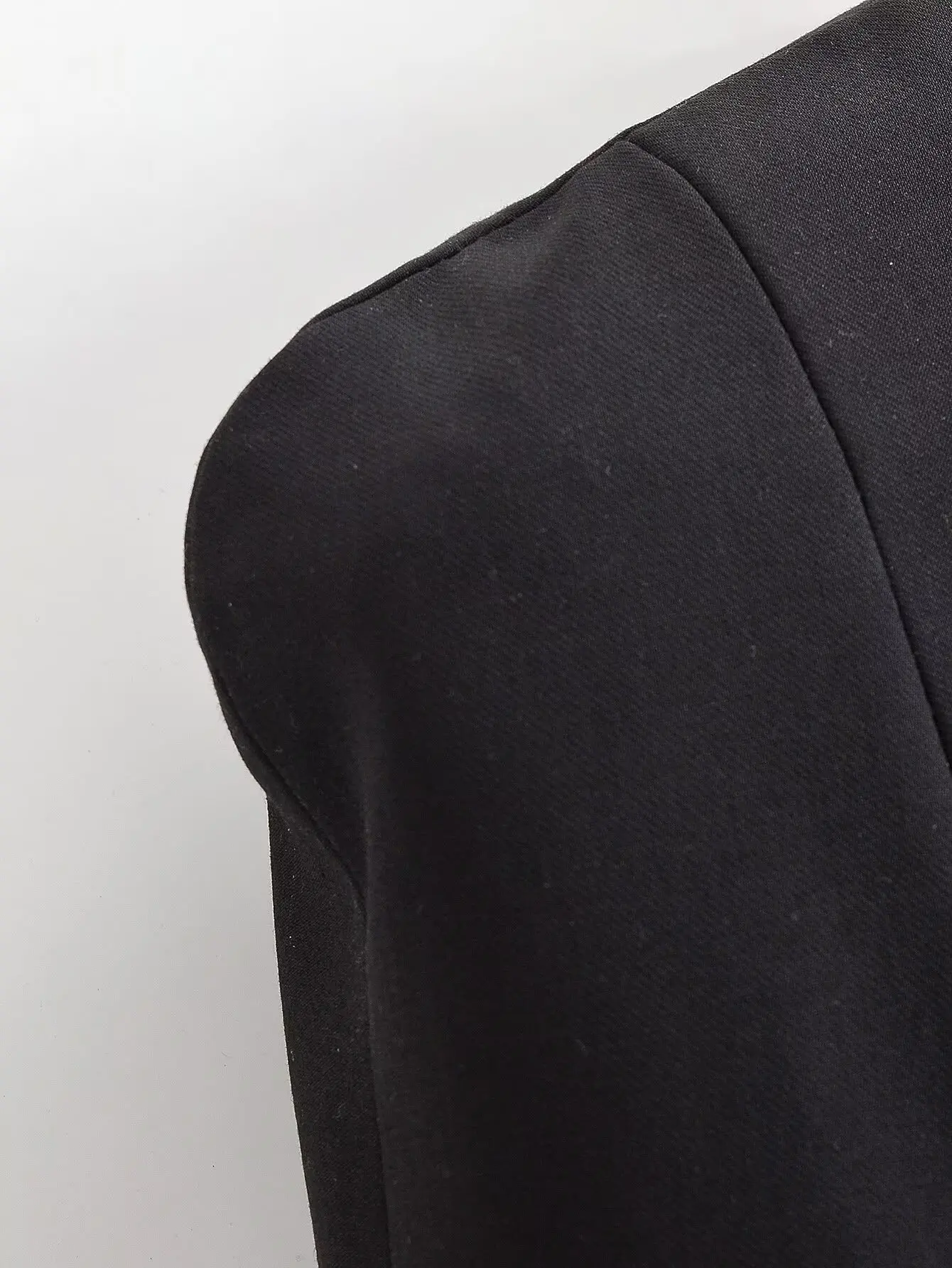 HH Damen Vintage Napoleon-Jacke Stehkragen Doppelreihig Schmal Geschnitten Schwarze Kurze Oberbekleidung Herbst Formelle Bürokleidung – Detail 5